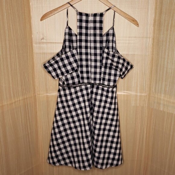 J By Joa Blue White Check Strappy Dress Medium - Picture 2 of 9